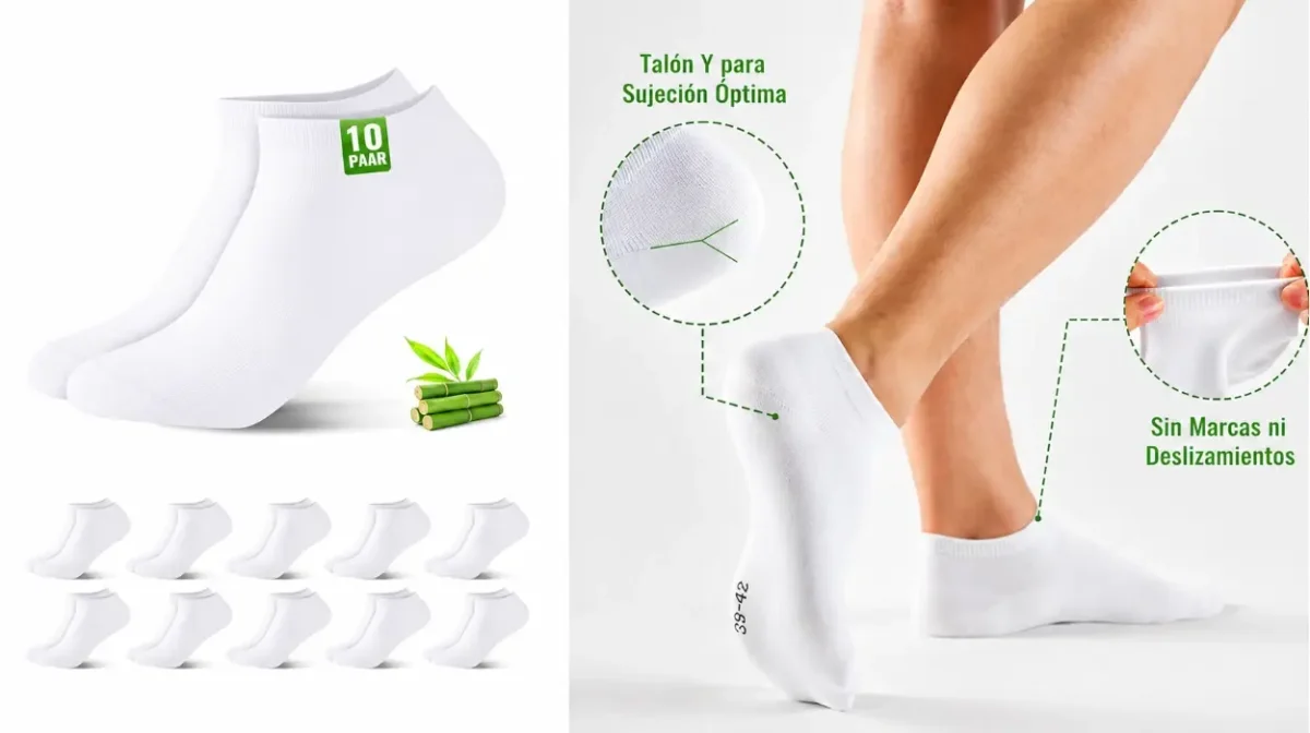 Pack de 10 pares de calcetines tobilleros de bambú Effeet unisex