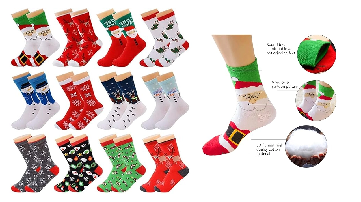 Pack de 12 pares de calcetines navideños Fascigirl