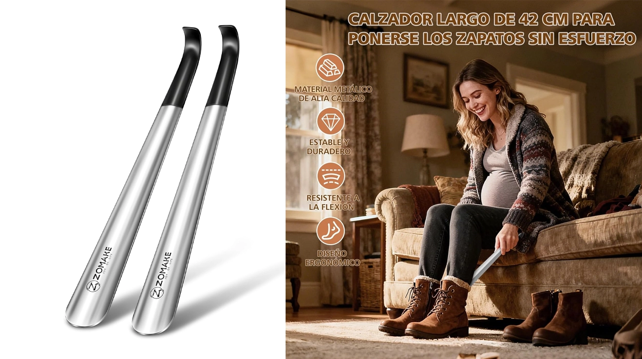 Pack de 2 calzadores de zapatos largos de 42 cm