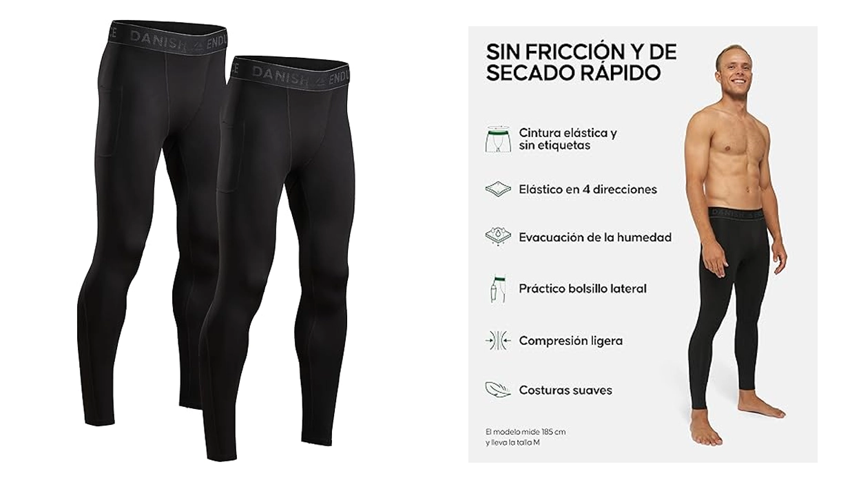 Pack de 2 mallas de compresión Danish Endurance para hombre