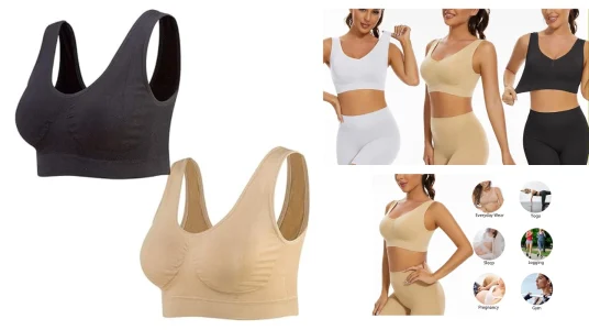 Pack de 2 sujetadores deportivos Lemef sin costuras con almohadillas extraíbles