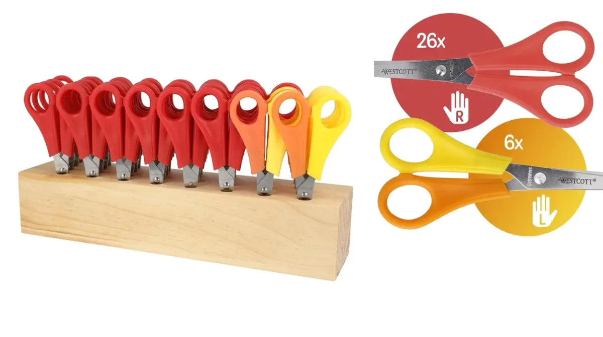 Este pack de 32 tijeras Westcott en bloque de madera es ideal para aulas, talleres y manualidades infantiles, y hoy puedes cazarlo baratísimo