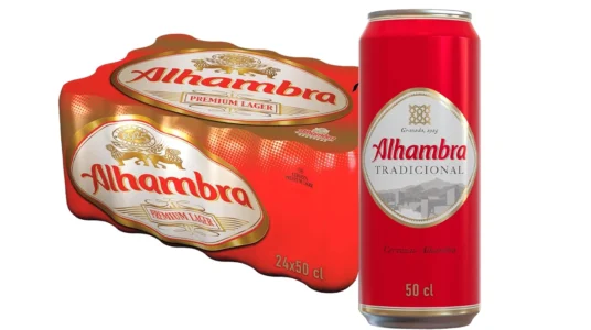 Pack de 24 latas de cerveza Alhambra Tradicional de 50 cl