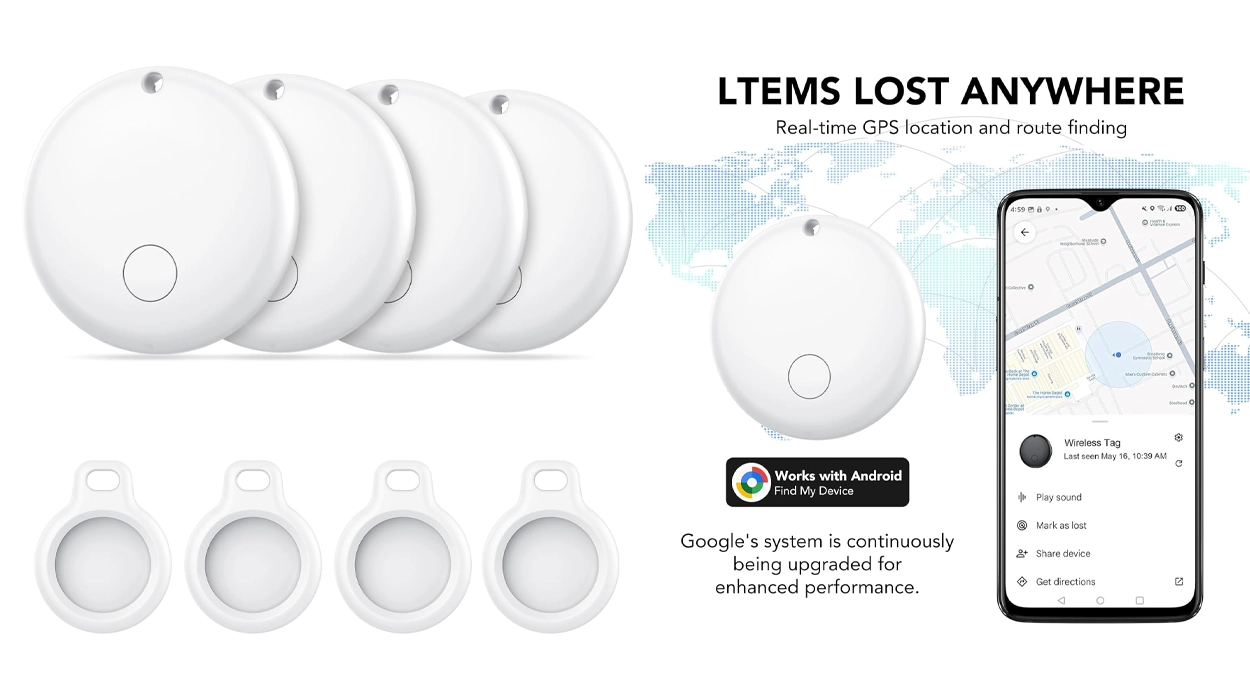 Pack de 4 localizadores Bluetooth compatibles con Google Find Hub