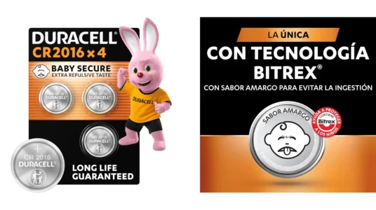 Pack de 4 pilas de botón Duracell CR2016 con Baby Secure