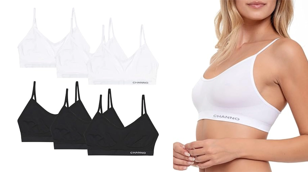Pack de 6 sujetadores top de algodón Channo sin relleno y sin costuras