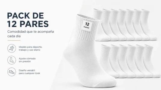 Pack x12 pares de calcetines deportivos de caña media unisex