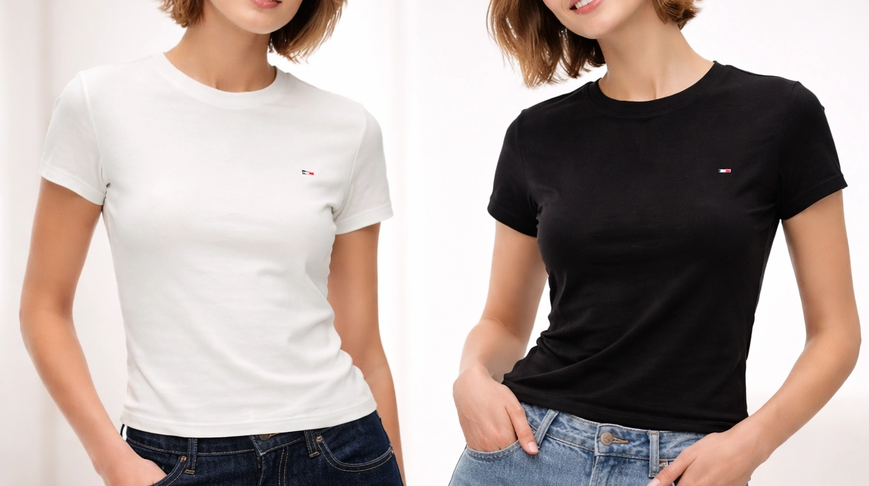Pack x2 camisetas Tommy Jeans de manga corta con cuello redondo para mujer