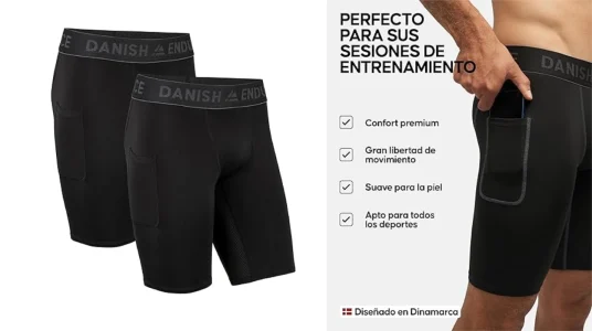 Pack x2 mallas cortas de compresión Danish Endurance con bolsillo para hombre