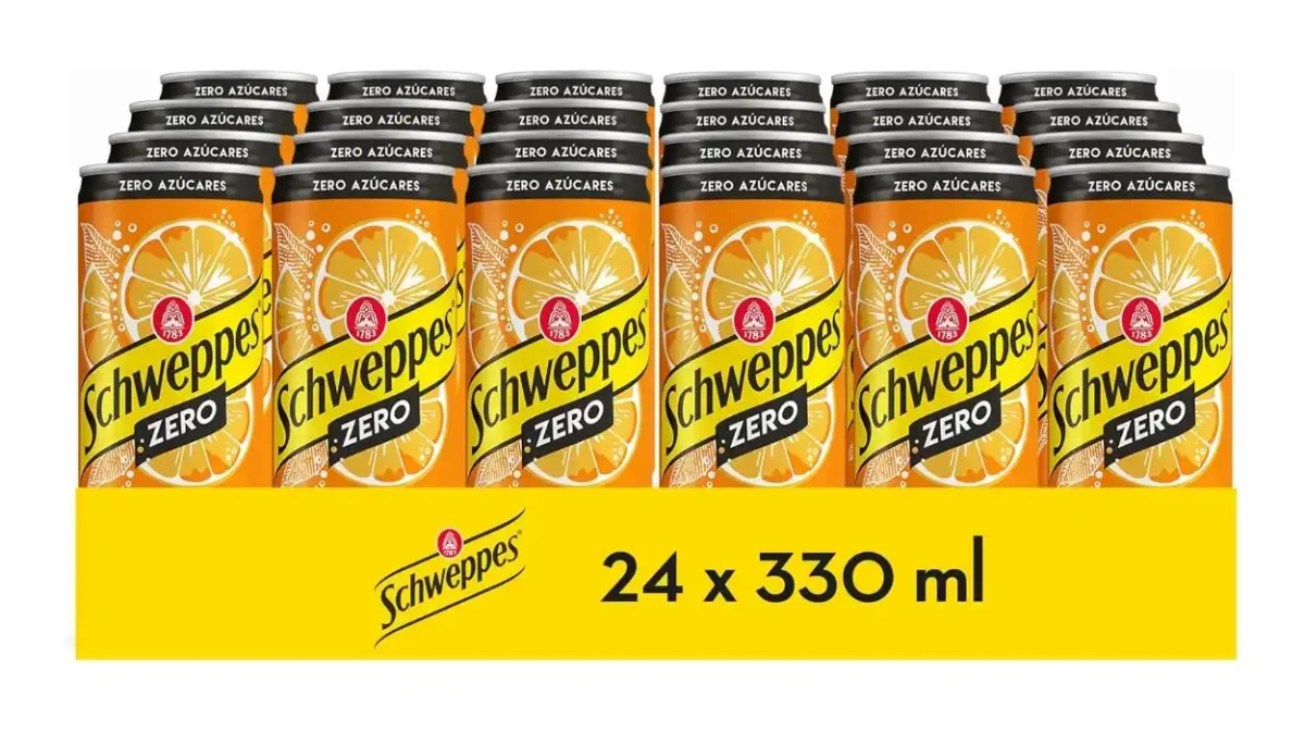 Pack x24 latas de Schweppes Naranja Zero de 33 cl