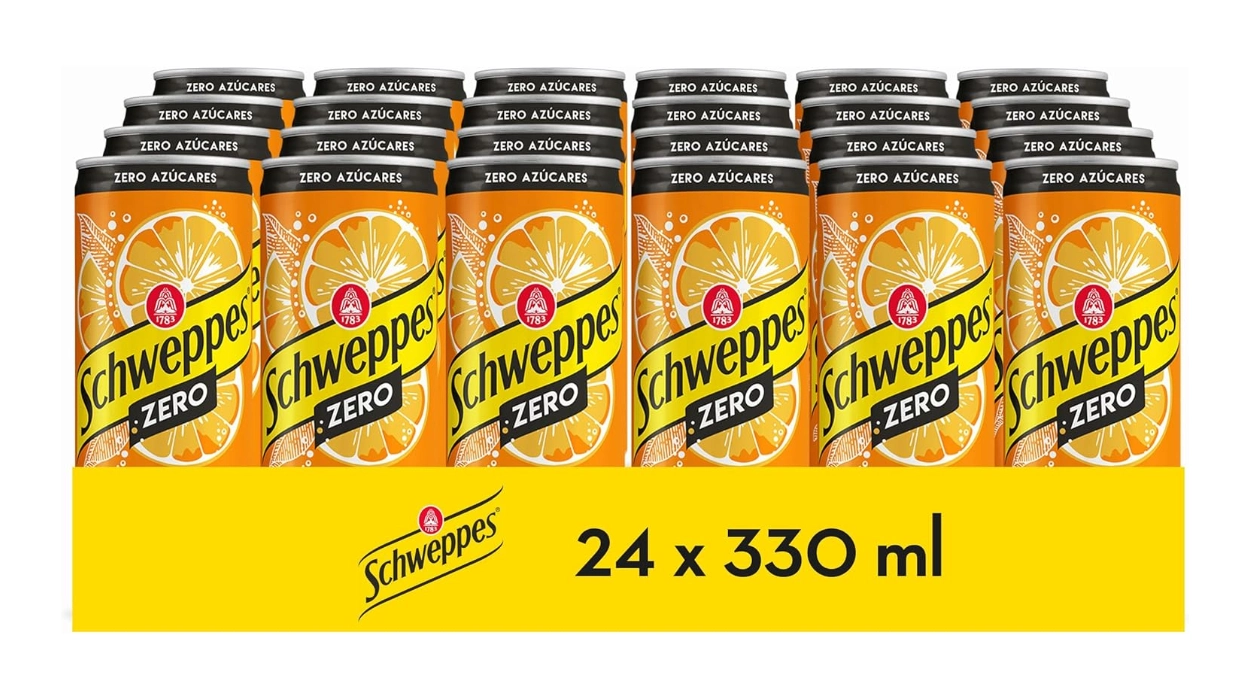 Pack x24 latas de Schweppes Naranja Zero de 33 cl
