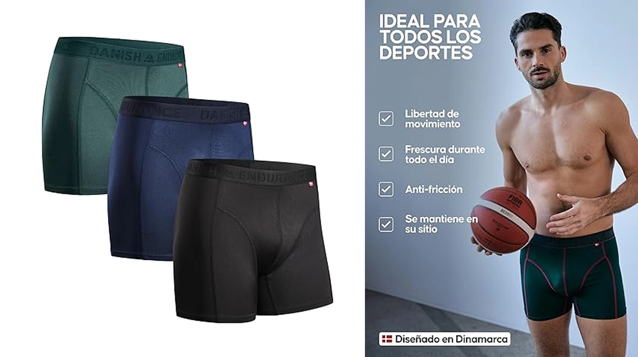 Pack x3 Bóxers Danish Endurance de algodón elástico premium