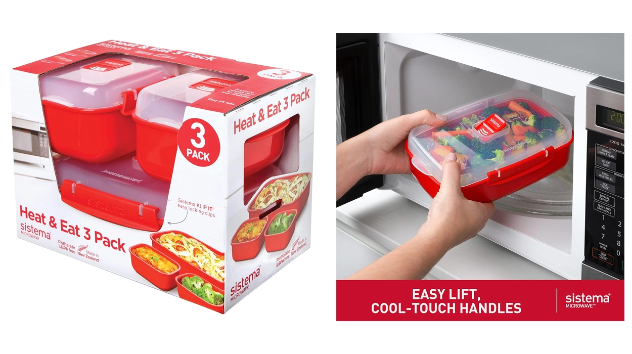 Pack x3 recipientes Sistema Heat & Eat para microondas barato