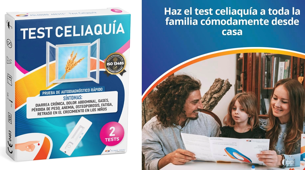 Paquete de 2 tests de celiaquía Adeste para intolerancia alimentaria al gluten, para adultos y niños