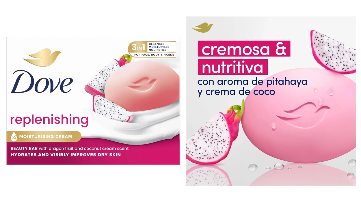 Pastilla de jabón Dove Replenishing Dragon Fruit para cara, cuerpo y manos