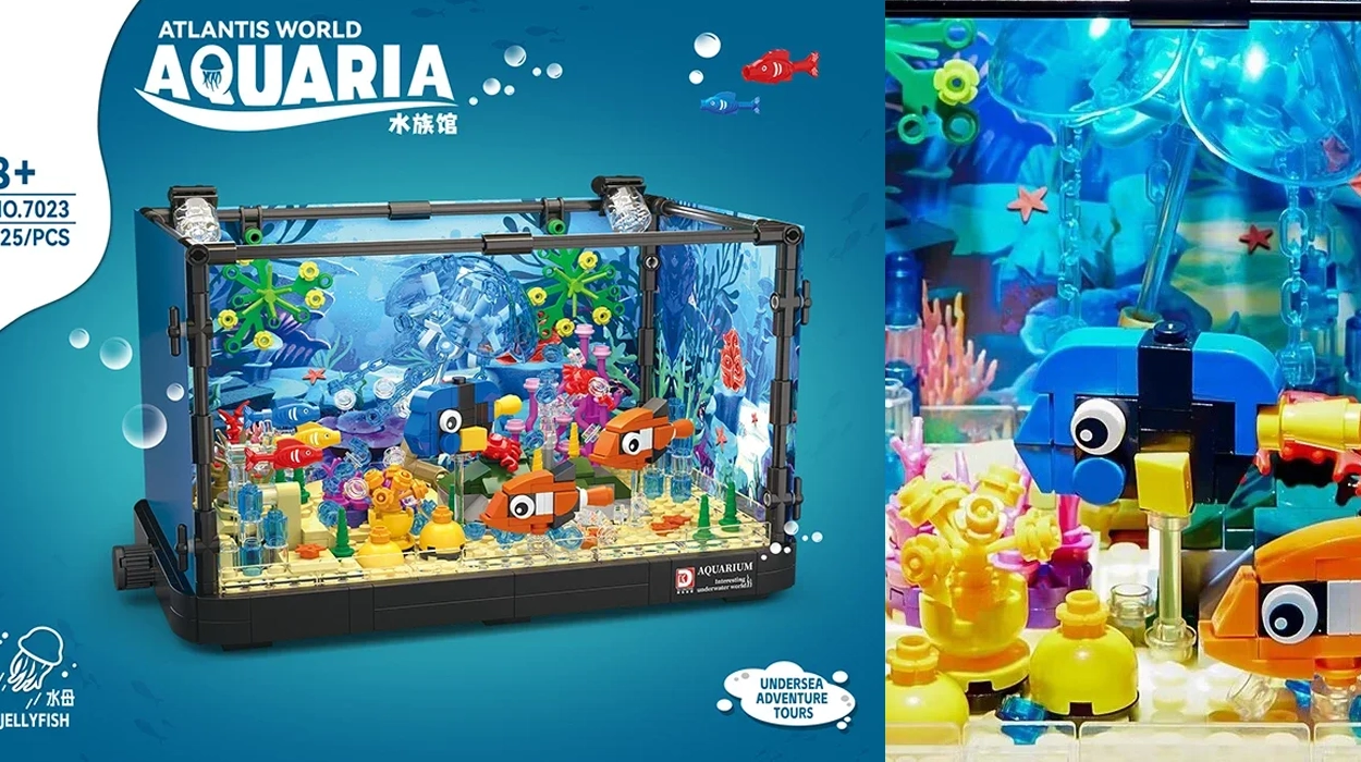 Pecera acuario tipo LEGO de 725 piezas