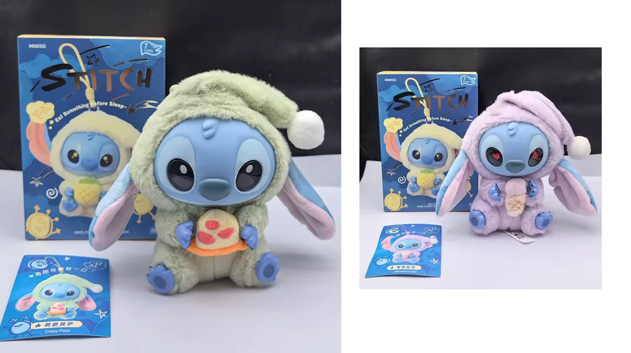 Peluches de Stitch tipo Labubu con pijama y cuerda para colgar