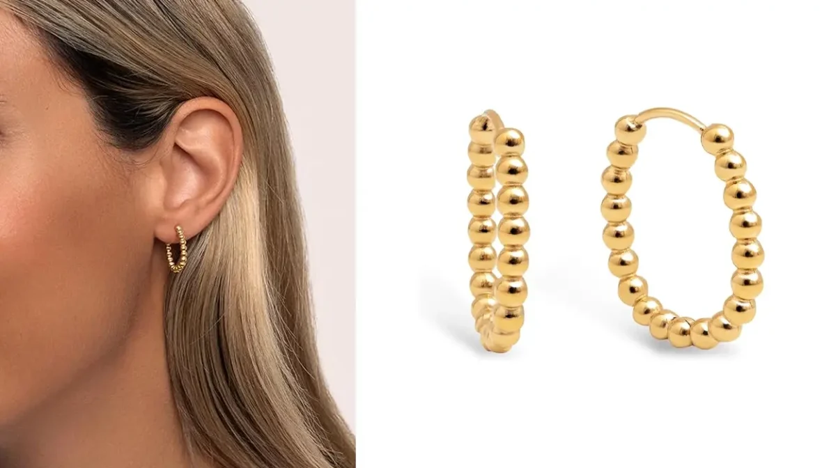 Pendientes Singularu Dana Dots de acero con baño de oro