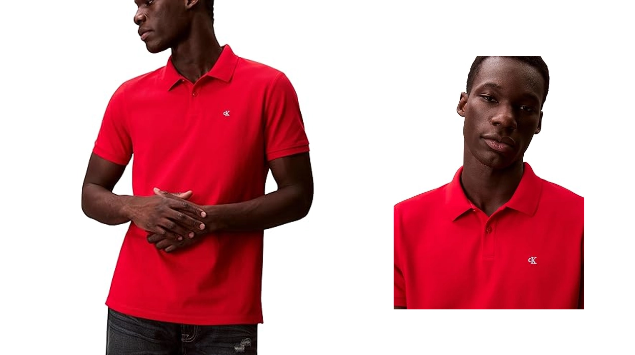 Polo de piqué Calvin Klein SS Monogram rojo