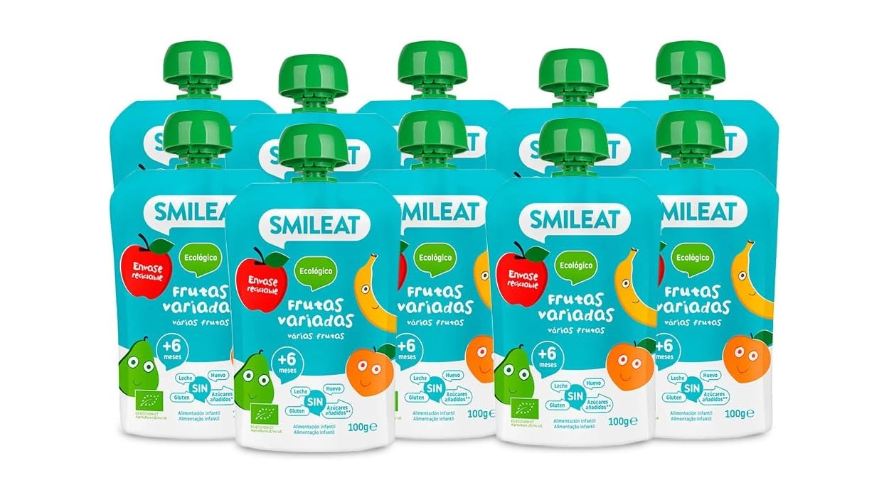 Pouch de frutas ecológicas Smileat sin azúcar añadido