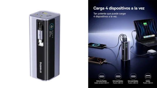 Power bank Baseus EnerGeek de 20000 mAh con cable retráctil de 60 cm