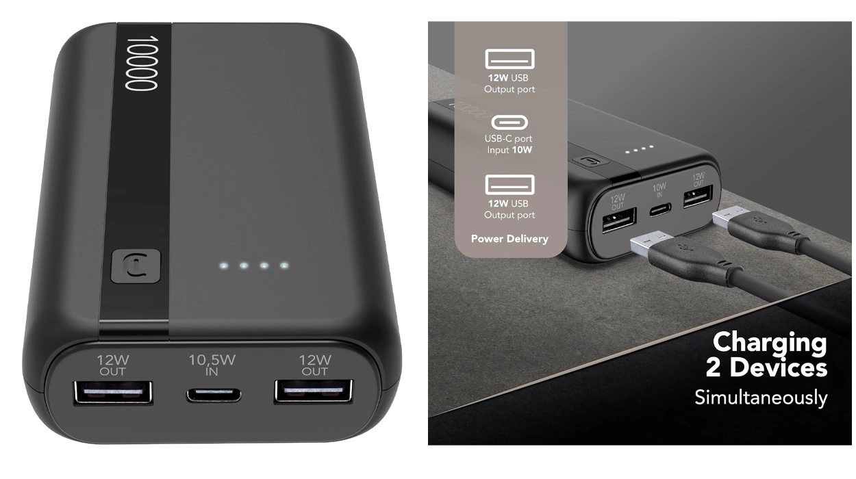 Power bank Cellularline de 10.000 mAh