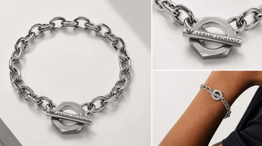 Pulsera Armani Exchange de acero con cierre de aro para hombre