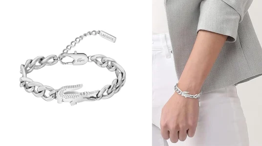 Pulsera de cadena Lacoste Crocodile en acero inoxidable con charm de cocodrilo unisex