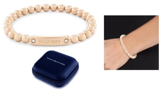 Pulsera de cuentas Tommy Hilfiger de acero inoxidable acabado en oro para mujer