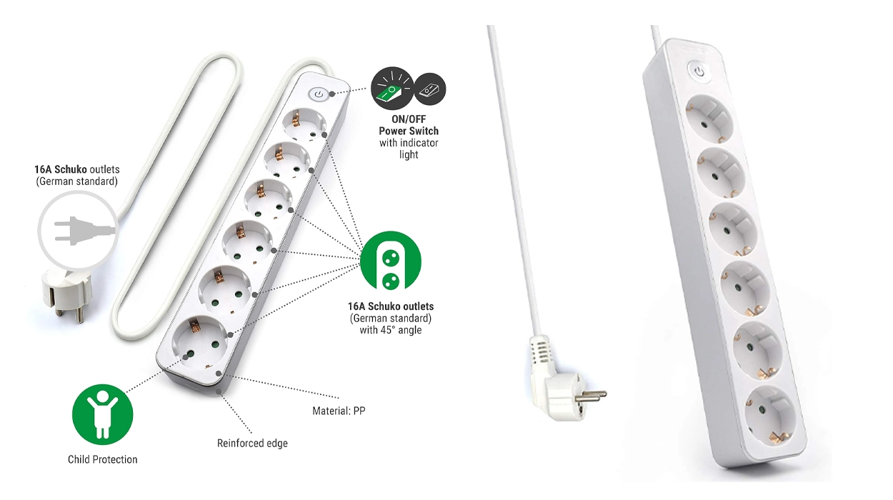 Regleta Schuko Enjoy It de 6 enchufes con interruptor