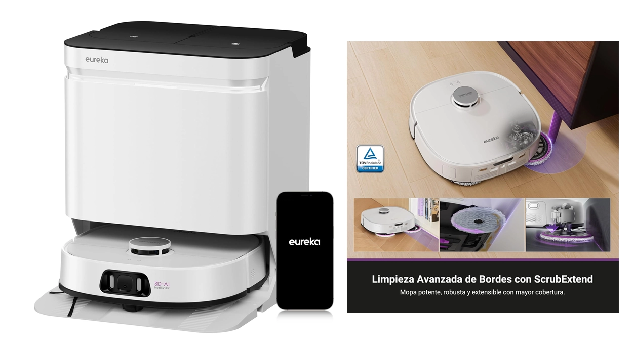 Robot aspirador con friegasuelos de agua caliente Eureka J15 Ultra