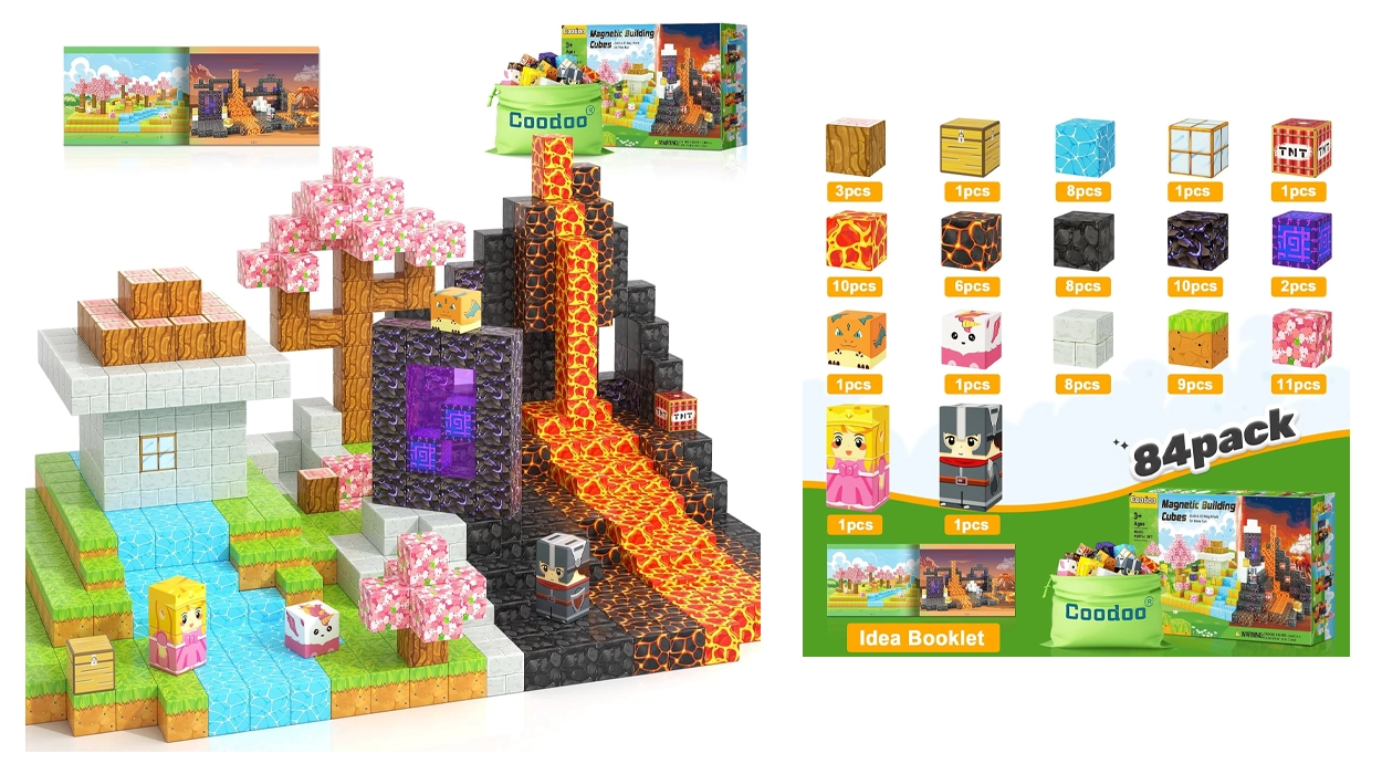 Set de 84 bloques magnéticos Build Mine Magnet World Magic Portal estilo Minecraft