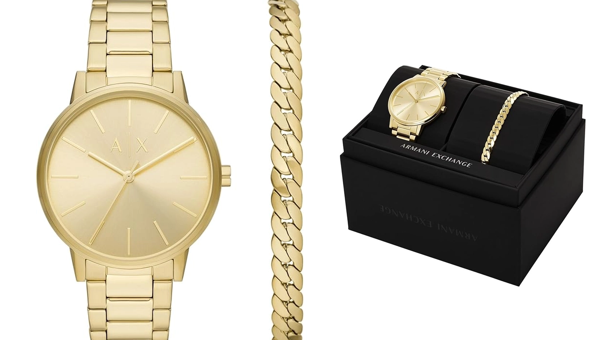 Set de regalo Armani Exchange con reloj y pulsera para hombre