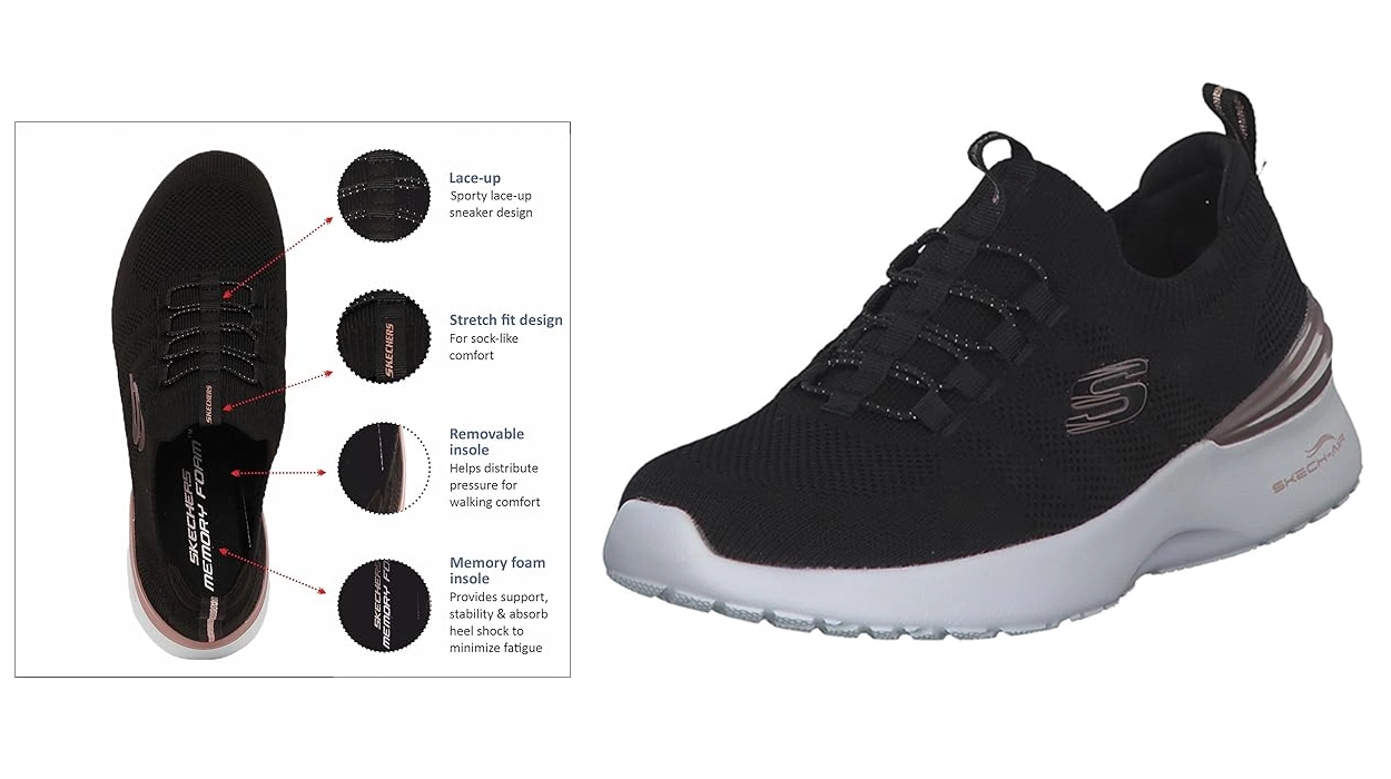 Skechers Skech-Air Dynamight Rich Glow negras para mujer