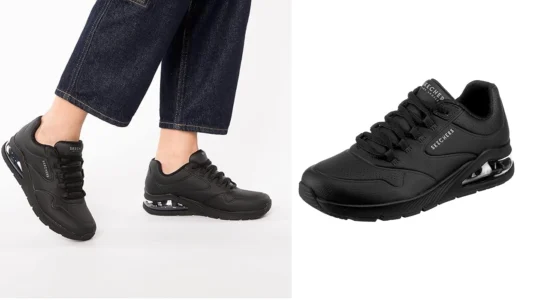 Skechers Uno Shimmer Away en color negro para mujer