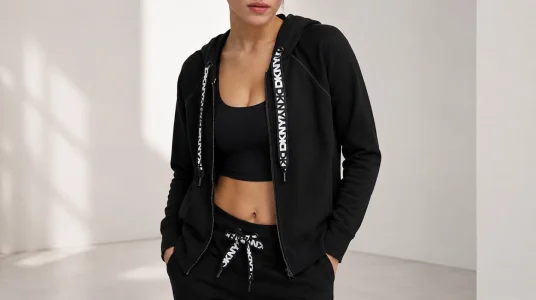 Sudadera DKNY Logo Drawstring Full Zip para mujer