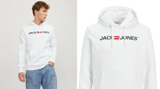 Sudadera Jack & Jones Hoodie Logo en color blanco para hombre