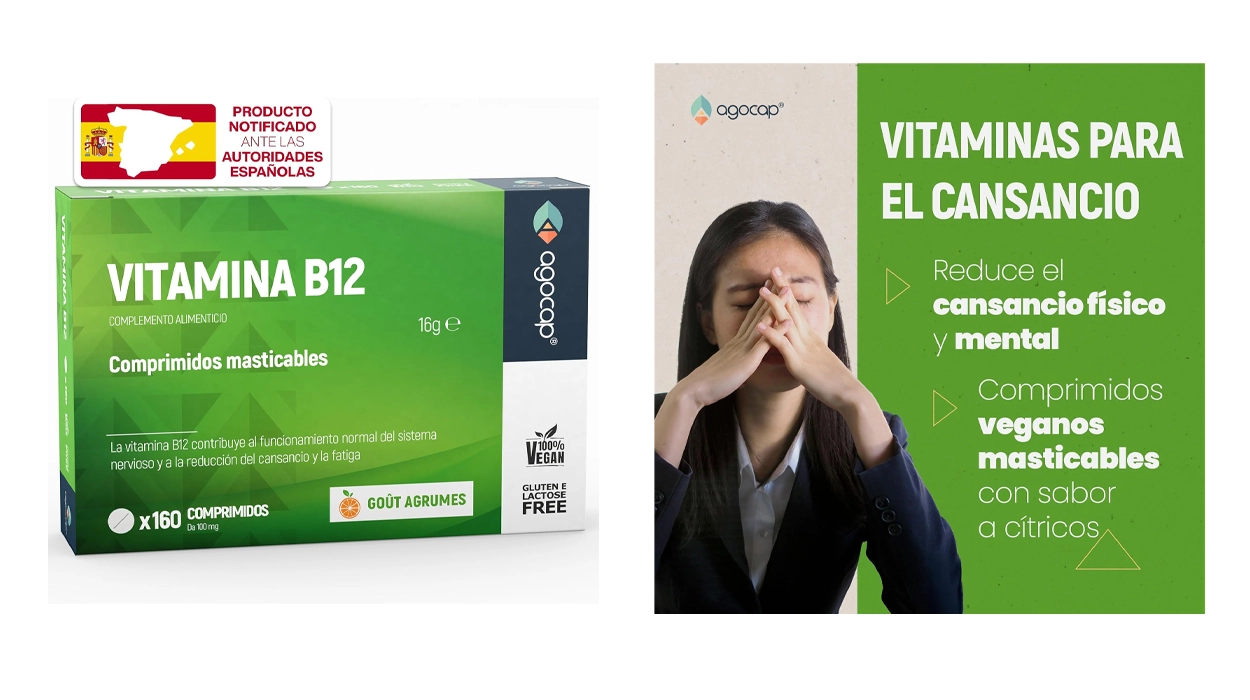 Suplemento de vitamina B12 Agocap de 160 comprimidos