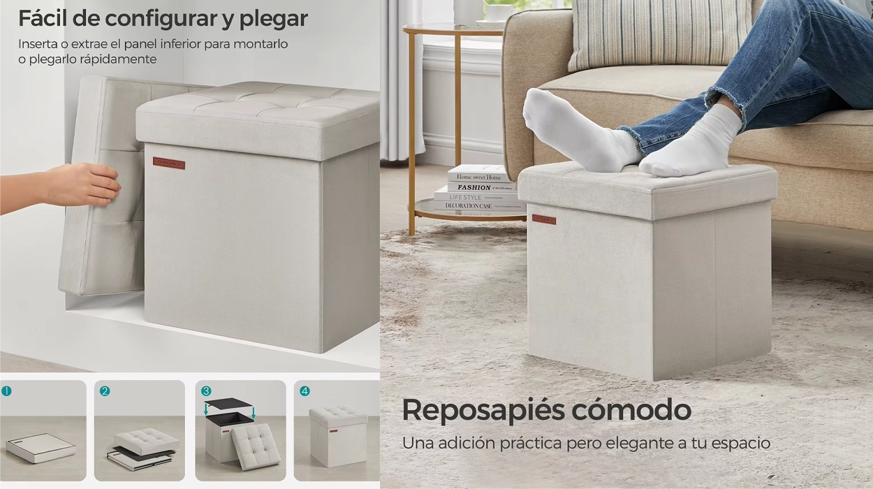 Taburete reposapies almacenaje SONGMICS