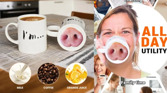 Taza divertida Auvstar con nariz de cerdo