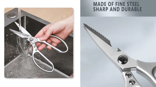 Tijeras de cocina de acero inoxidable de 21 cm con mango de aluminio