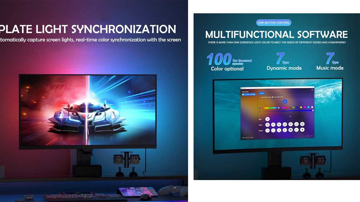 Tira de luces RGB gaming con sincronización para monitores