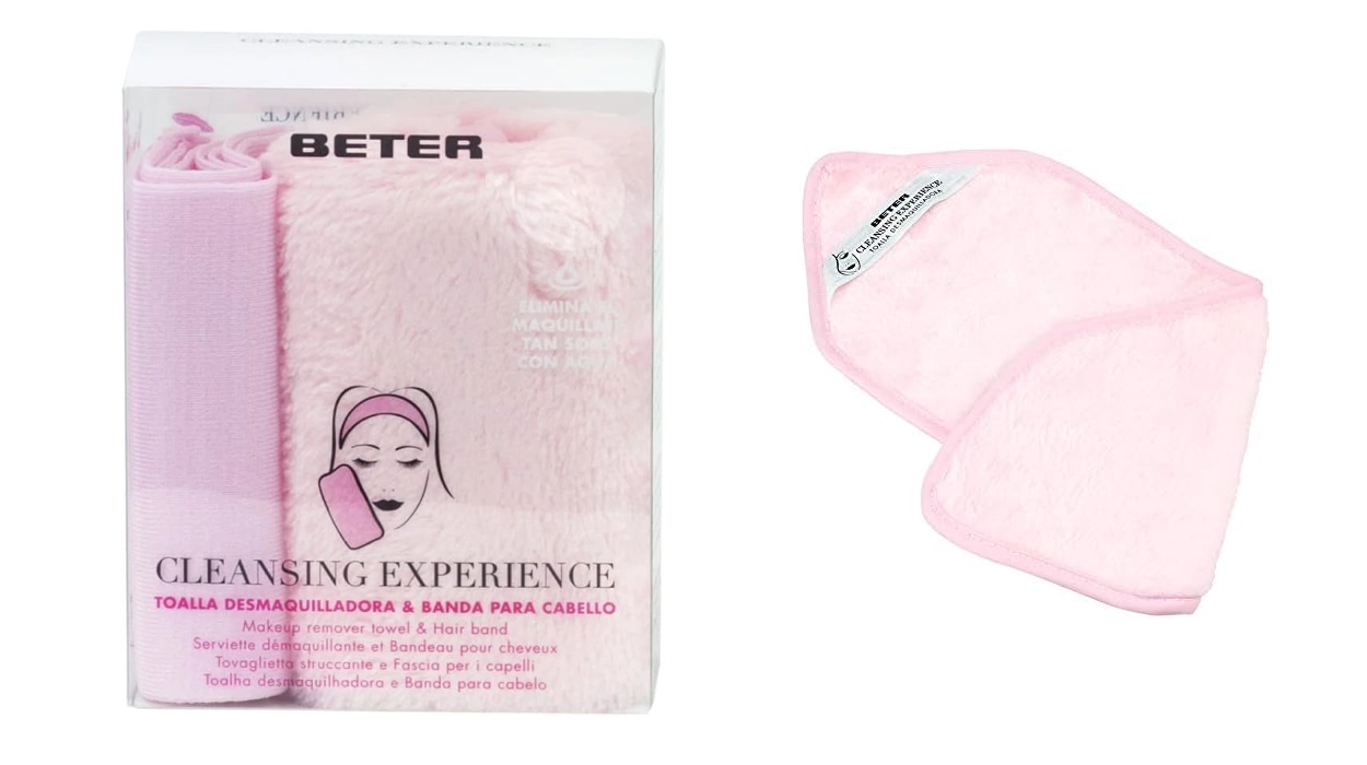 Toalla facial desmaquillante reutilizable Beter Cleansing Experience con banda para el pelo