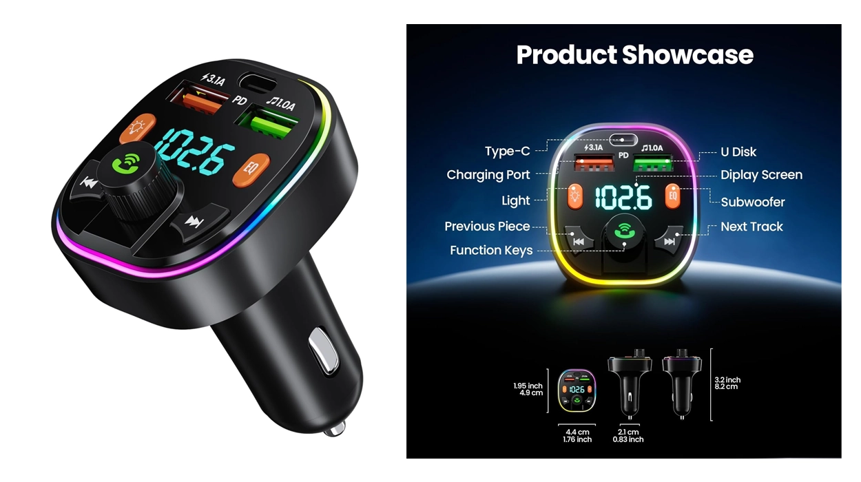 Transmisor FM con Bluetooth para escuchar tu música en tu coche