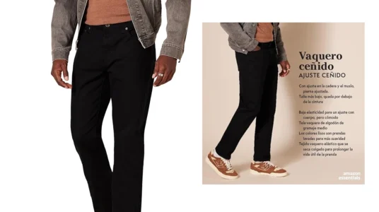 Vaqueros ajustados Amazon Essentials en color negro