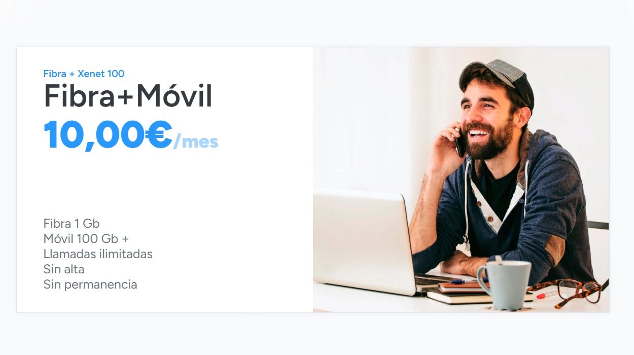 Xenet ofrece Fibra 1 Gb + Móvil 100 Gb