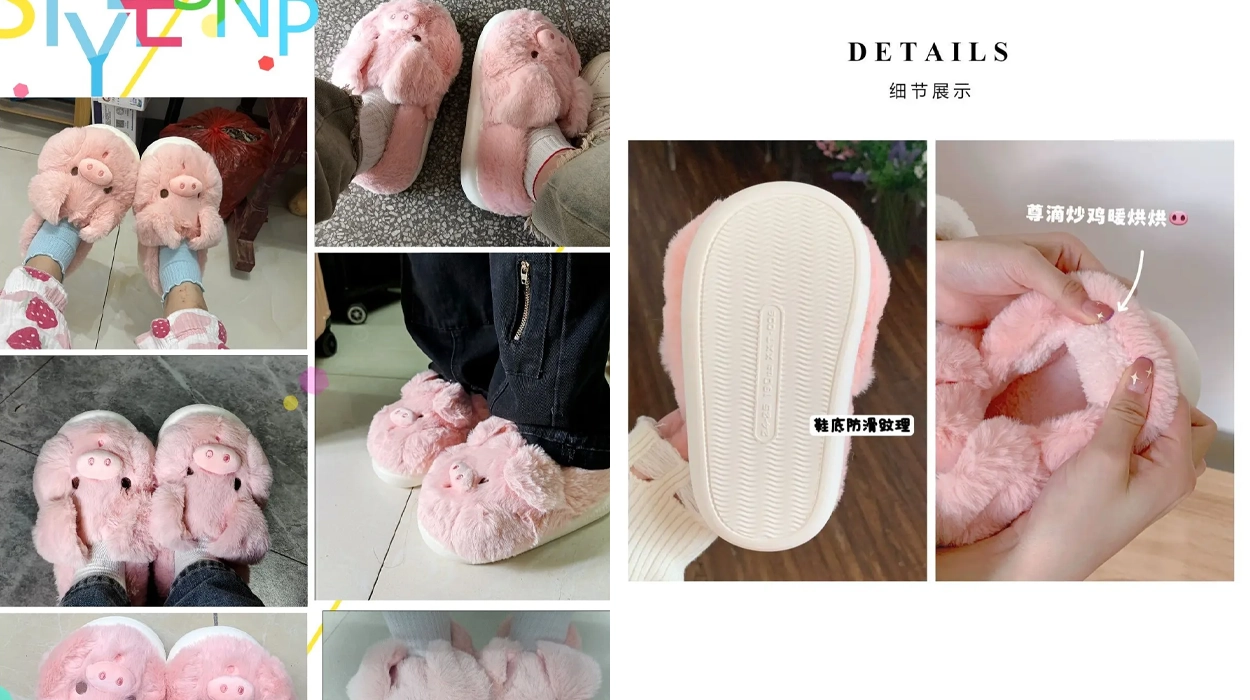 Zapatillas de casa esponjosas Feerldi con diseño de cerdito para mujer