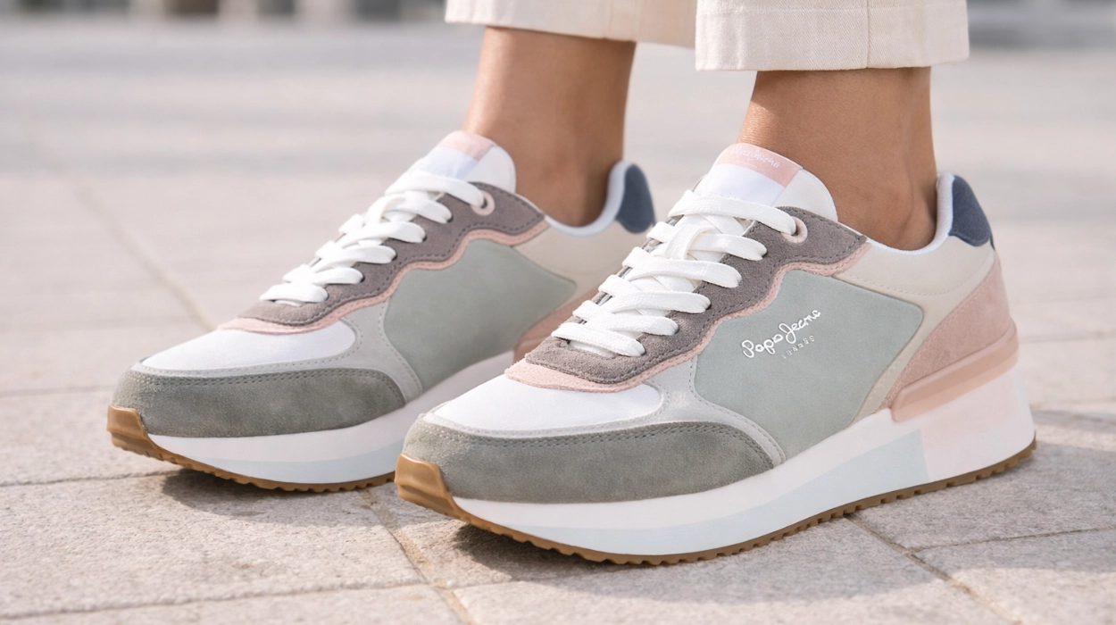 Zapatillas de piel Pepe Jeans Rusper Class multicolor para mujer