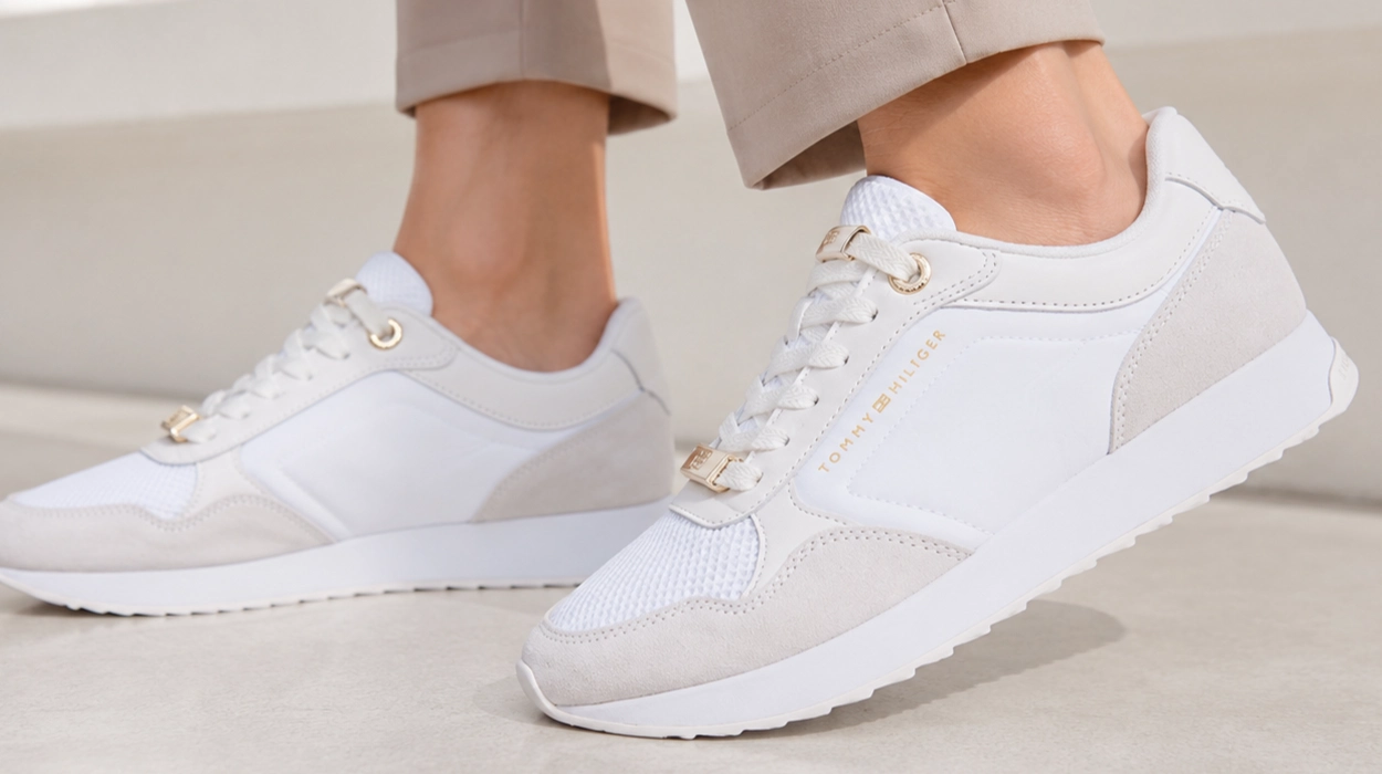 Zapatillas de piel Tommy Hilfiger Chic Eva Runner mesh para mujer