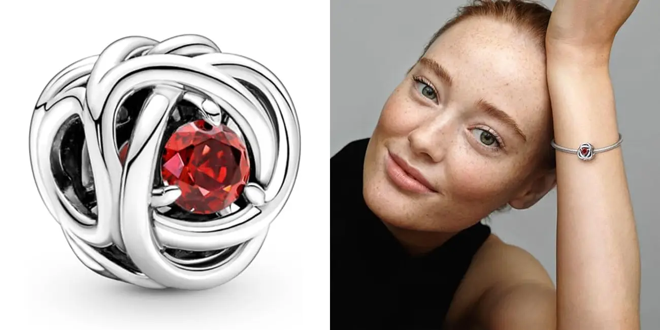 Abalorio Pandora Moments Círculo Eternity Rojo